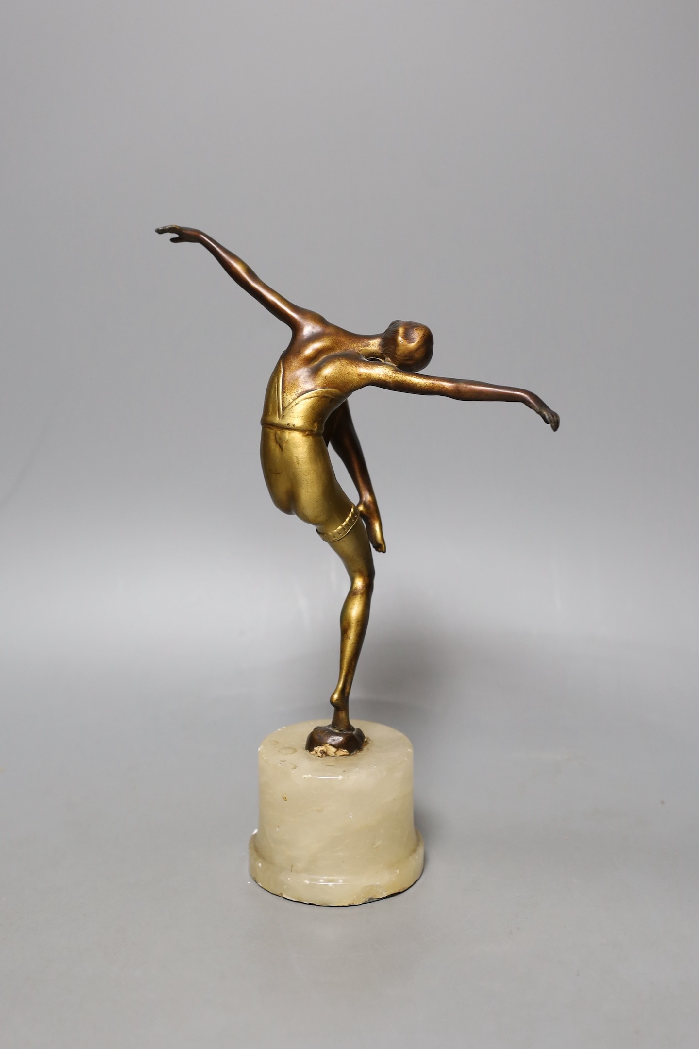 An Art Deco gilded bronze figure of a dancer, 27cm high.